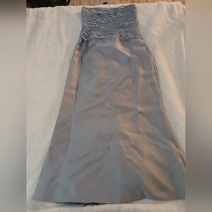 Teri Jon Elegant Silver Maxi Dress